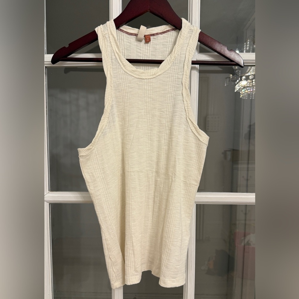 Pilcro Cream Ribbed Tank Top